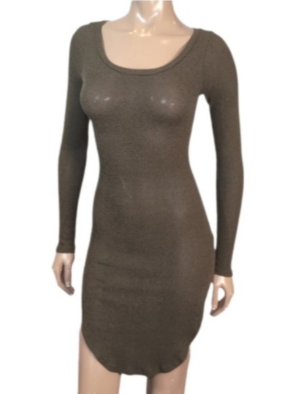 Seductions Long Sleeve Bodycon Sweater Dress Womens Size Small Green